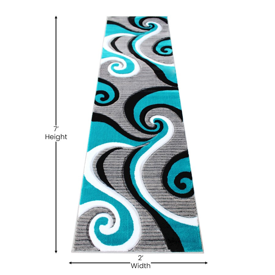 Flash Furniture Athos 2X7 Abstract Rug, Turquoise