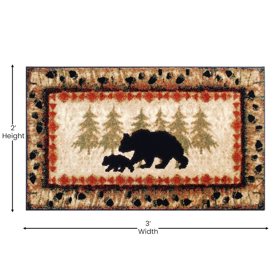 Flash Furniture Ursus 2' X 3' Bear And Cub Area Rug, Brown