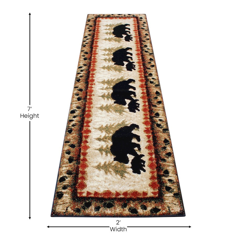 Flash Furniture Ursus 2' X 7' Bear And Cub Area Rug, Brown