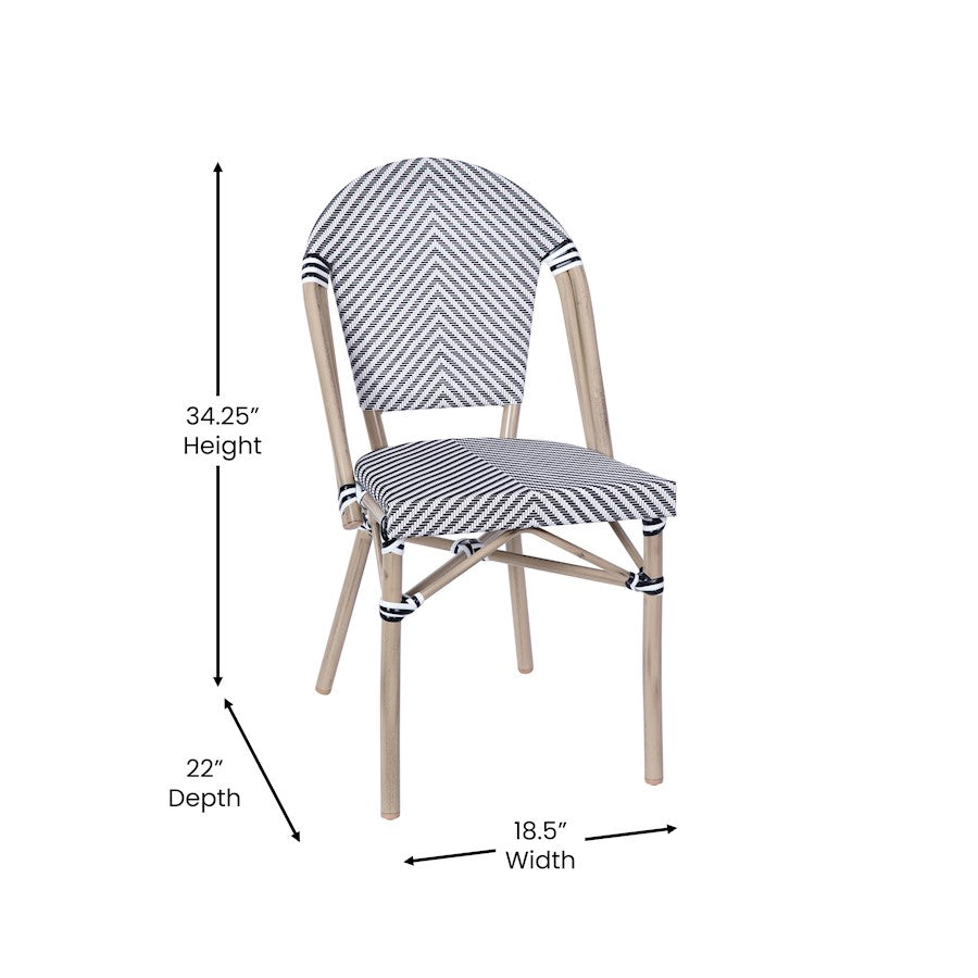Flash Marseille French Cafe Chair, Black/White