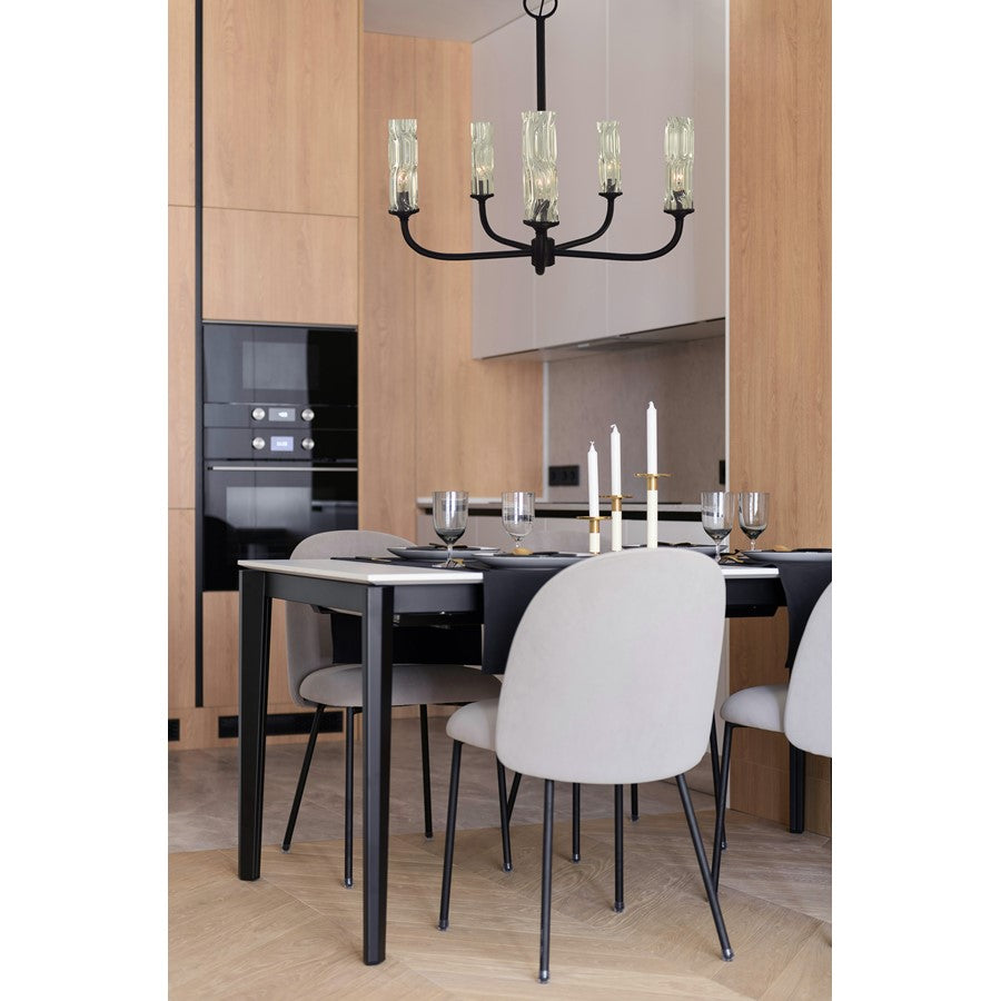 Framburg Kaia 5 Light Dining Chandelier, Matte Black