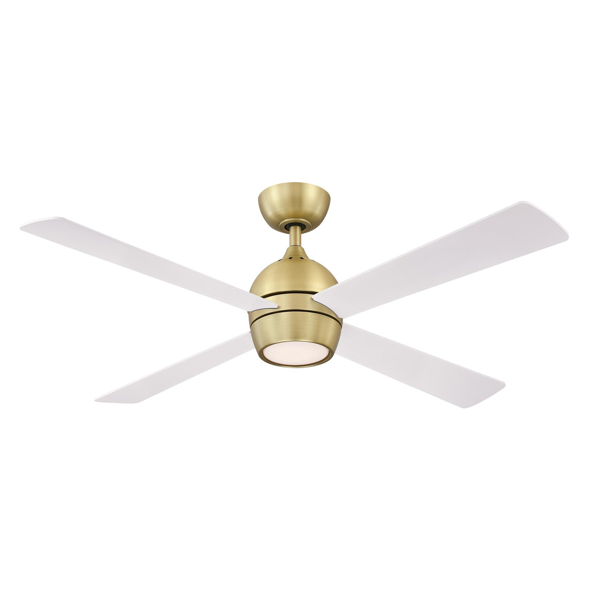 Fanimation Kwad 52in 4-Light Ceiling Fan | Brushed Satin Brass and Opal Frosted Glass | Bedroom & Living Room | 52 x 52 x 15 in | Model FP7652BS