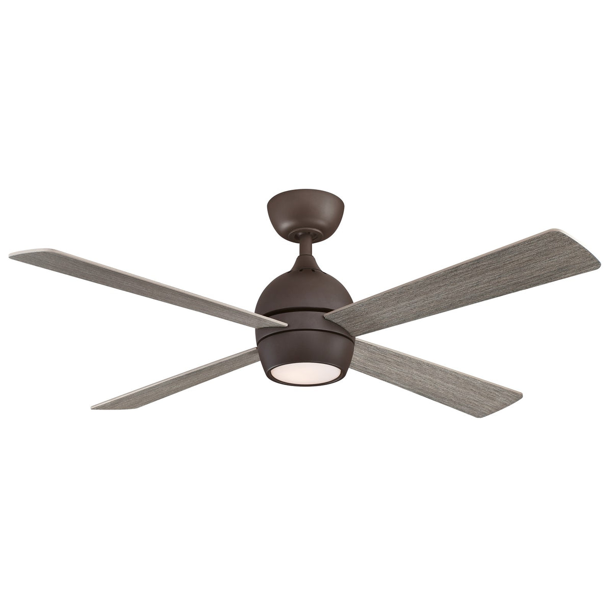 Fanimation Kwad 52in 4-Light Ceiling Fan | Modern Matte Greige and Weathered Wood Blades | Living Room & Bedroom | 52 x 52 x 15 in | Model FP7652GR