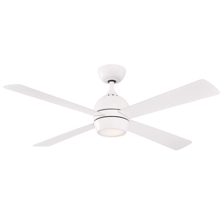 Fanimation Kwad 52in 4-Light Ceiling Fan | Modern Matte White and White Wood Blades | Living Room & Bedroom | 52 x 52 x 15 in | Model FP7652MW