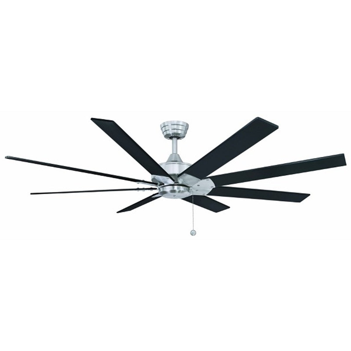 Fanimation Levon 63in 8-Blade Ceiling Fan | Brushed Nickel Finish and Black Blades | Great Room & Bedroom | 63 x 63 x 14.5 in | Model FP7910BNBL