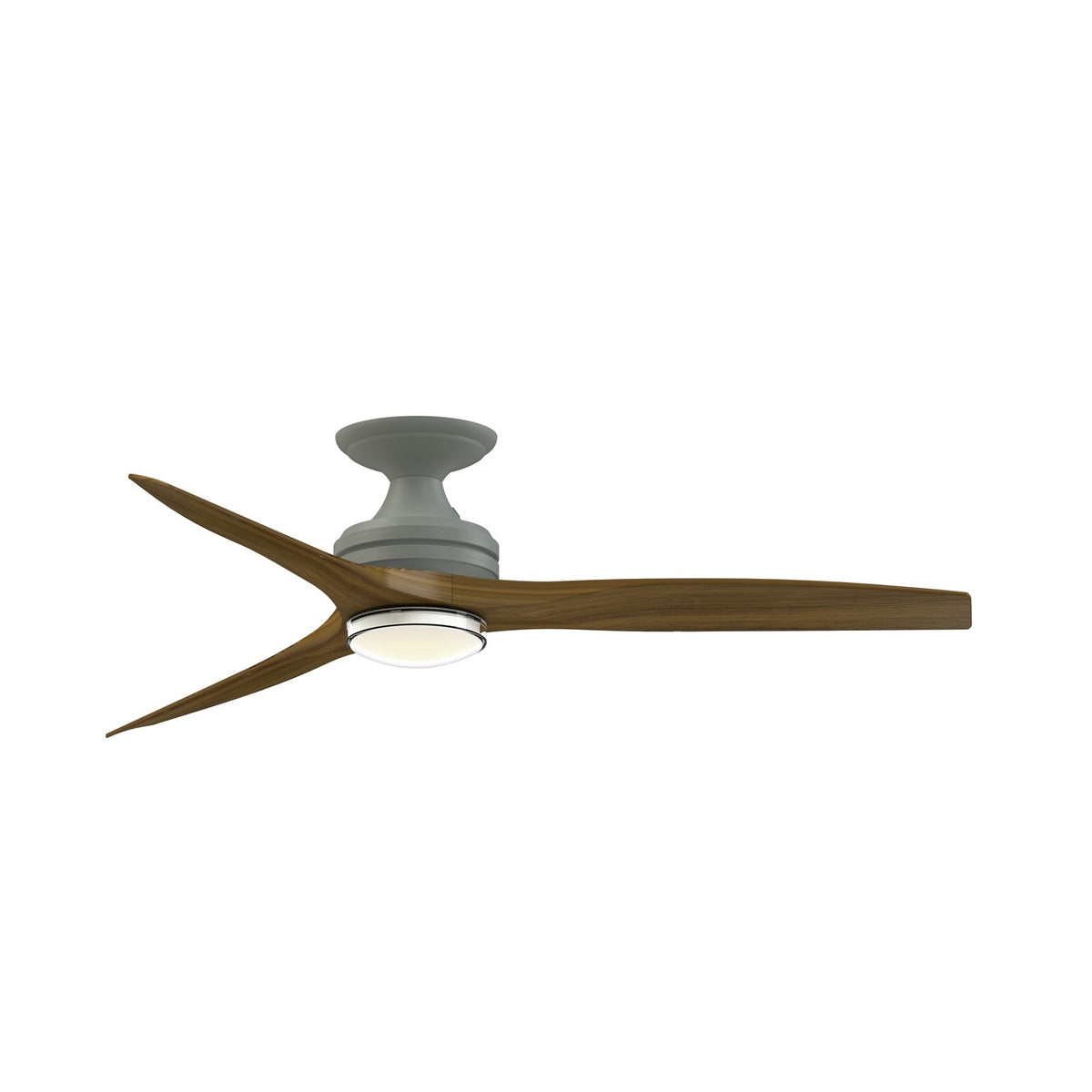 Fanimation Spitfire 54in Flush DC Smart Ceiling Fan | Antique Graphite and Koa Wood Blades | Low Ceiling & Covered | Model FPD6721BAGP-54K-DWLK-F