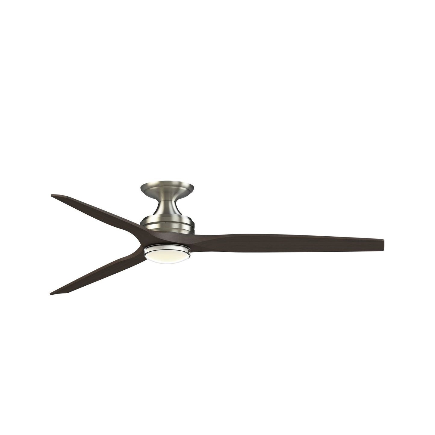 Fanimation Spitfire 64in Flush 1-Light Ceiling Fan | Brushed Nickel and Dark Walnut Marine Light Kit | Covered Patio | Model FPD6721BBN-64DWADWLKF