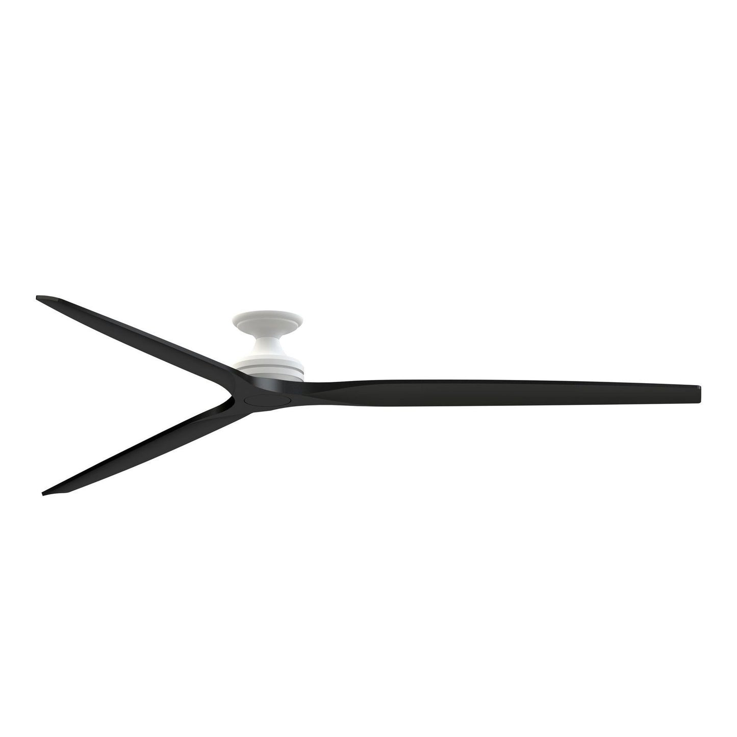 Fanimation Spitfire DC Custom 96in Flush Ceiling Fan | Matte White and Black Buttonwood | Covered Patio & Great Room | Model FPD6721BMW-96BL-F