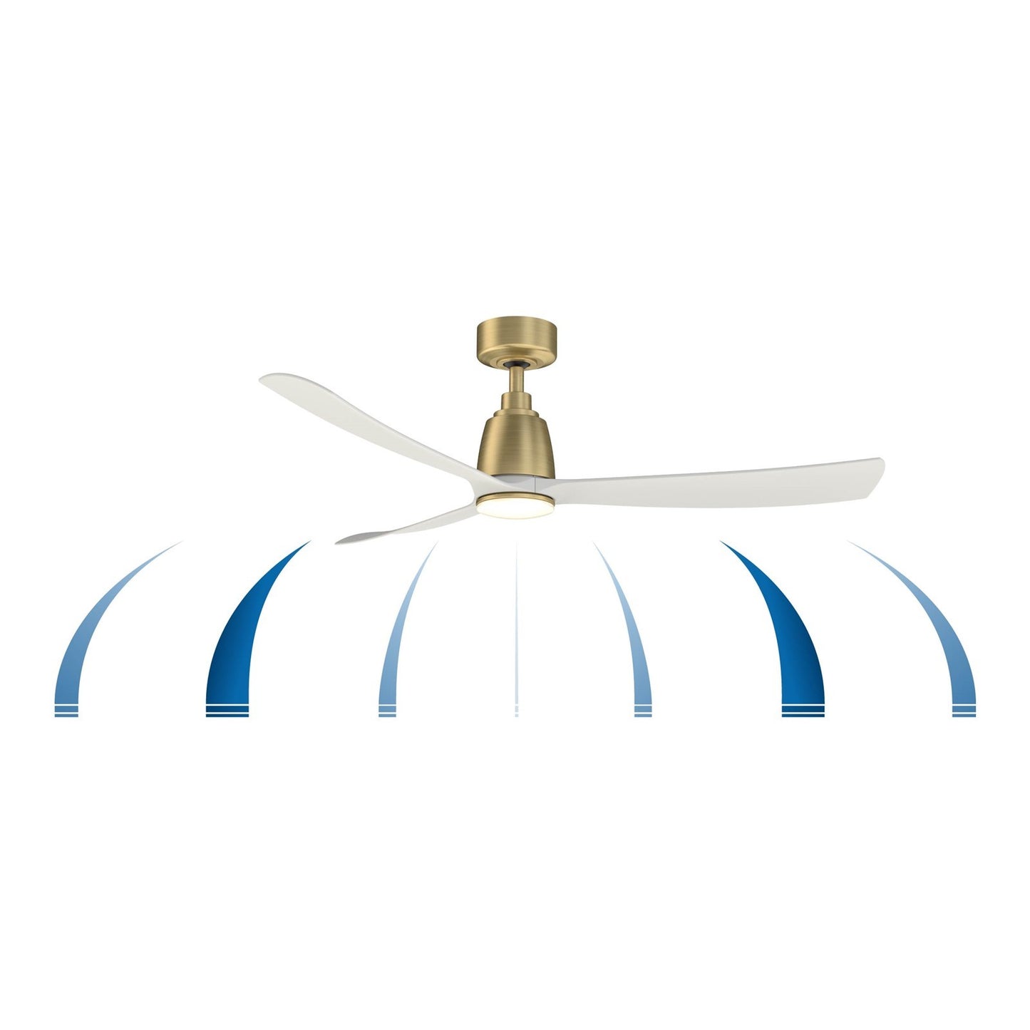 Fanimation Kute 52in 1-Light Smart Ceiling Fan | Brushed Satin Brass and Matte White Composite Blades | Covered Patio & Bedroom | Model FPD8534BS-LK