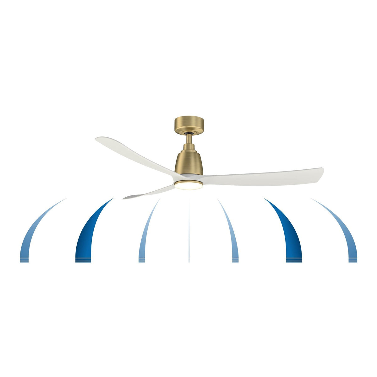 Fanimation Kute 52in Flush Smart Ceiling Fan | Brushed Satin Brass and Black Composite | Covered Patio & Low Ceiling | Model FPD8534BSBL-F