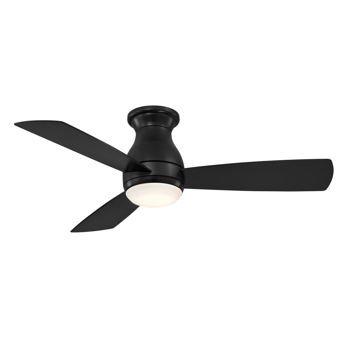 Fanimation Hugh 44in 3-Blade Ceiling Fan | Black and Opal Frosted Glass | Covered Patio & Bedroom | 44 x 44 x 12 in | Model FPS8332BBLW
