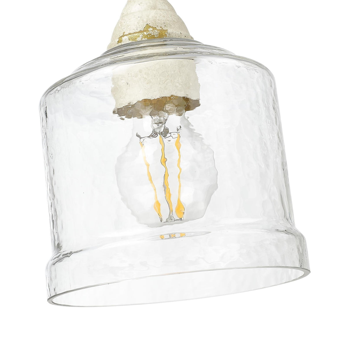 Golden Lighting Keating 6in 1-Light Pendant | Country Farmhouse Antique Ivory and Hammered Water Glass | Kitchen & Dining | Model 0806-M1L AI-HWG