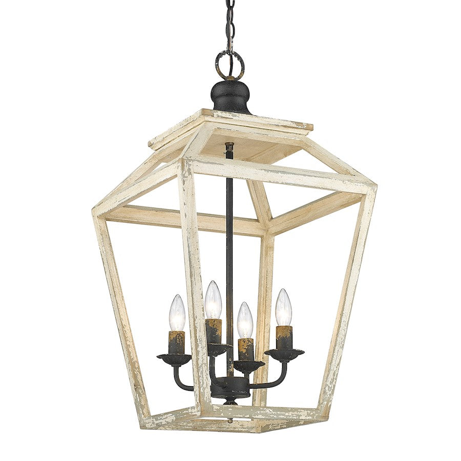 4 Light Pendant, Antique Black Iron