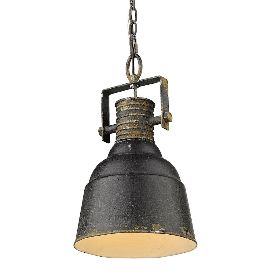 1 Light Mini Pendant, Antique Black Iron