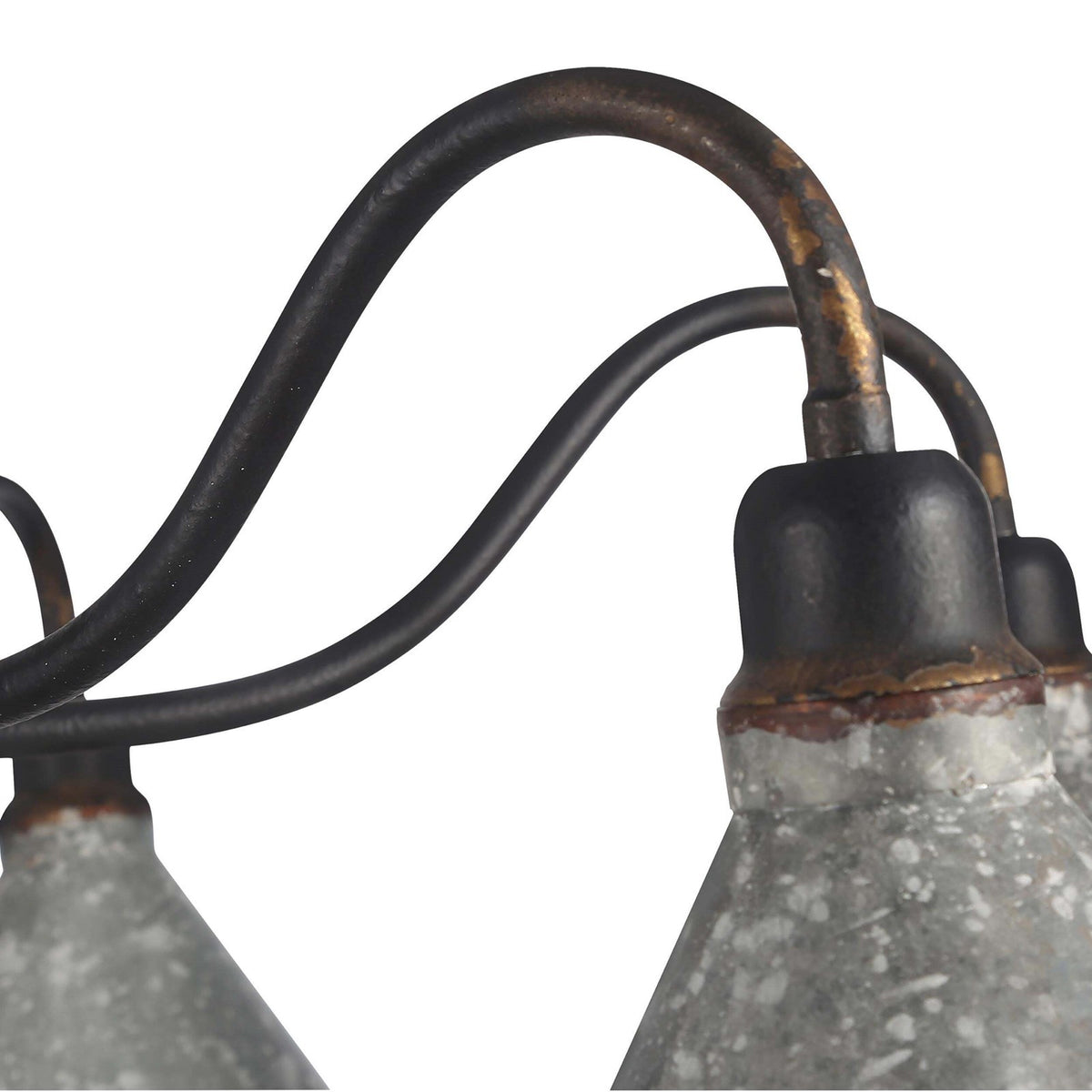 Golden Lighting Jasper 38in 6-Light Chandelier | Farmhouse Antique Black Iron and Galvanized Steel | Dining Room & Foyer | Model 0877-6 ABI-GV