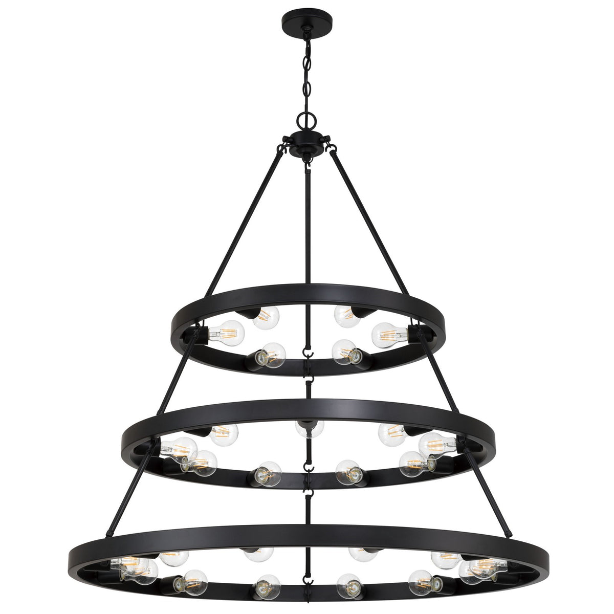 Golden Lighting Castile 40in 27-Light Chandelier | Transitional Matte Black Steel | Dining Room & Foyer | 40 x 40 x 42.13 in | Model 1019-6-9-12 BLK
