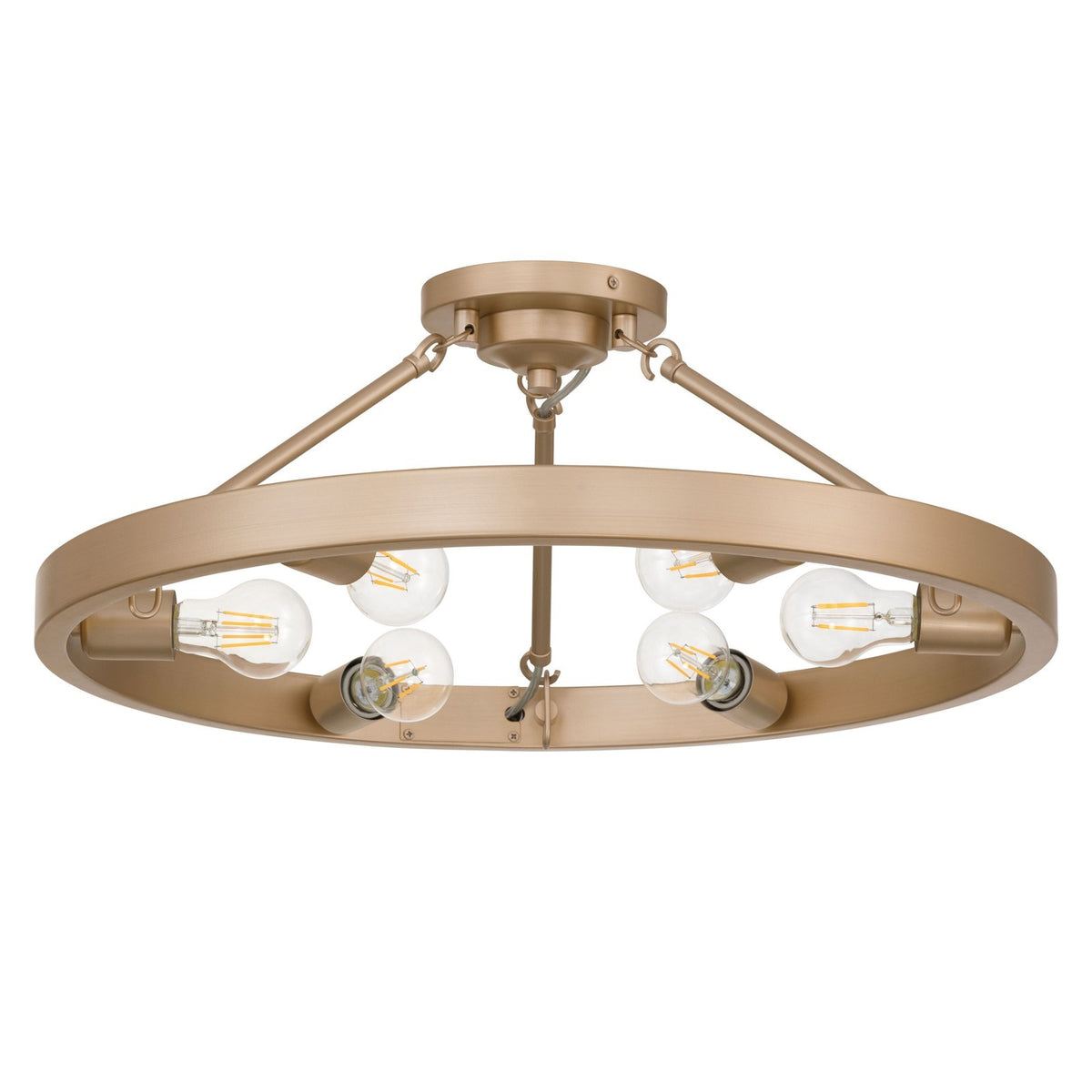 Golden Lighting Castile 24in 6-Light Semi-Flush Mount | Transitional French Gold Steel | Entryway & Bedroom | 24 x 24 x 9.5 in | Model 1019-6SF FRG