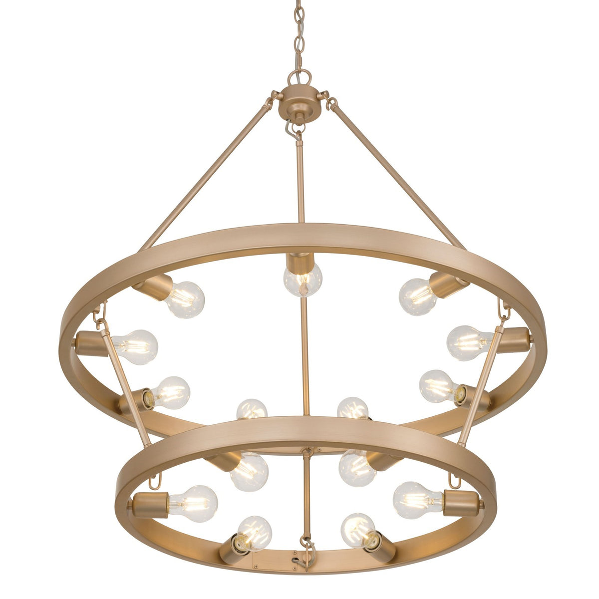 Golden Lighting Castile 32in 15-Light Chandelier | Transitional French Gold Steel | Dining Room & Foyer | 32 x 32 x 35 in | Model 1019-96 FRG