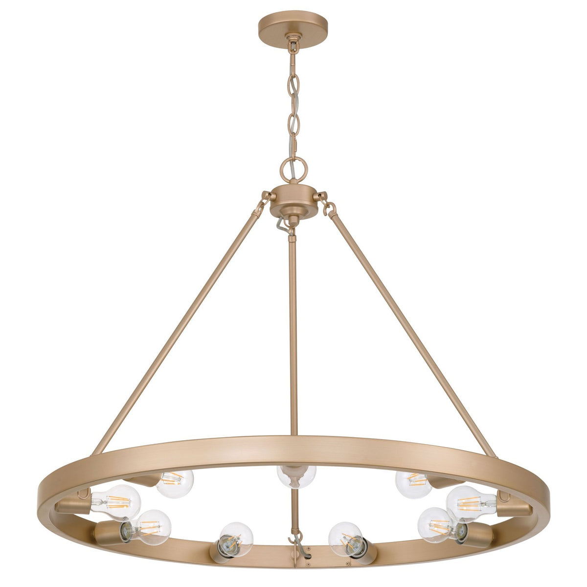 Golden Lighting Castile 32in 9-Light Chandelier | Transitional French Gold Steel | Dining Room & Foyer | 32 x 32 x 24.75 in | Model 1019-9 FRG