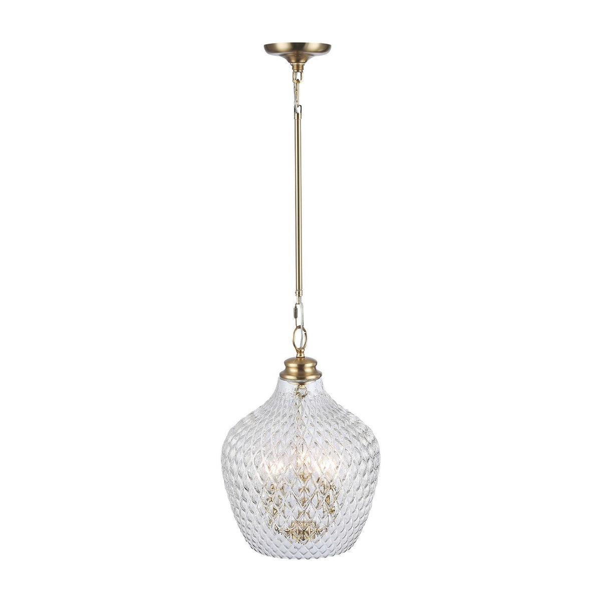 Golden Lighting Adeline 11in 3-Light Pendant | Country Farmhouse Modern Brushed Gold and Clear Glass | Kitchen Island | Model 1088-3P MBG-CLR