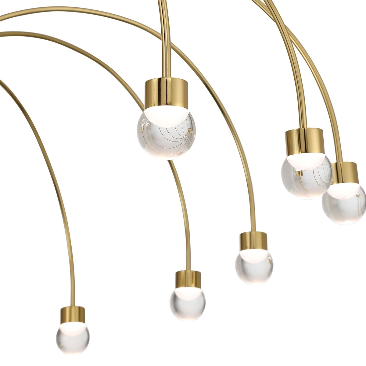 Golden Lighting Vario 47in 16-Light LED Chandelier | Modern Titanium Gold and Clear Glass Globe | Dining Room & Foyer | Model 1573-16 TG-A