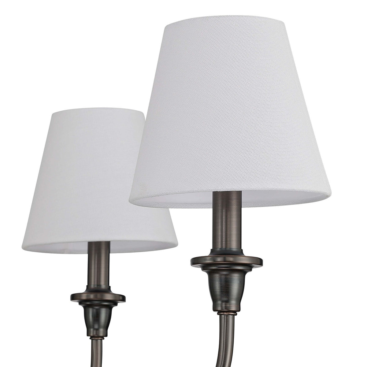 Golden Lighting Cambria 33in 6-Light Chandelier | Transitional Oil Rubbed Bronze and White Fabric | Dining Room & Foyer | Model 1622-6 ORB-EHW