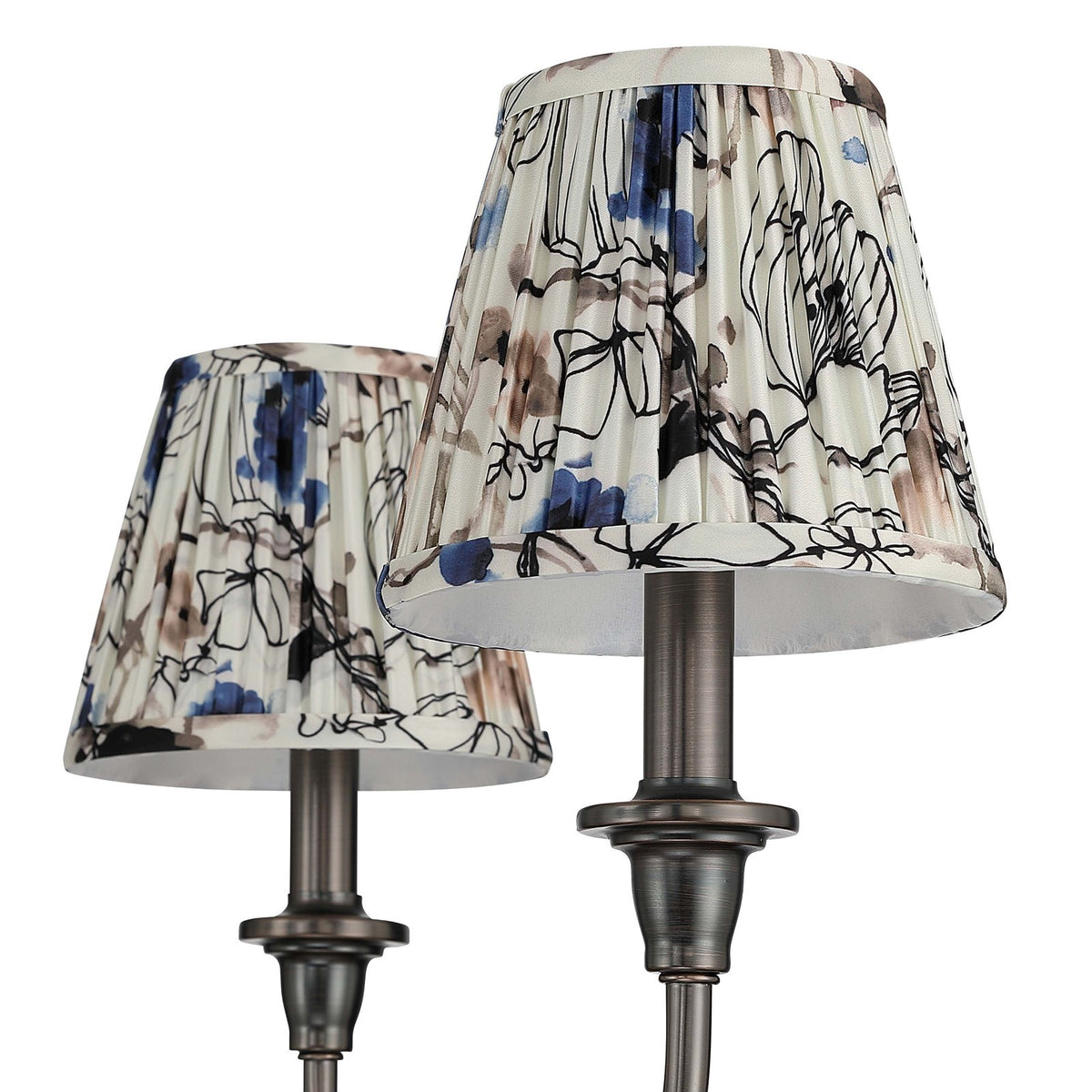 Golden Lighting Cambria 33in 6-Light Chandelier | Transitional Oil Rubbed Bronze and Blue Poppy Fabric | Dining Room & Foyer | Model 1622-6 ORB-HGB