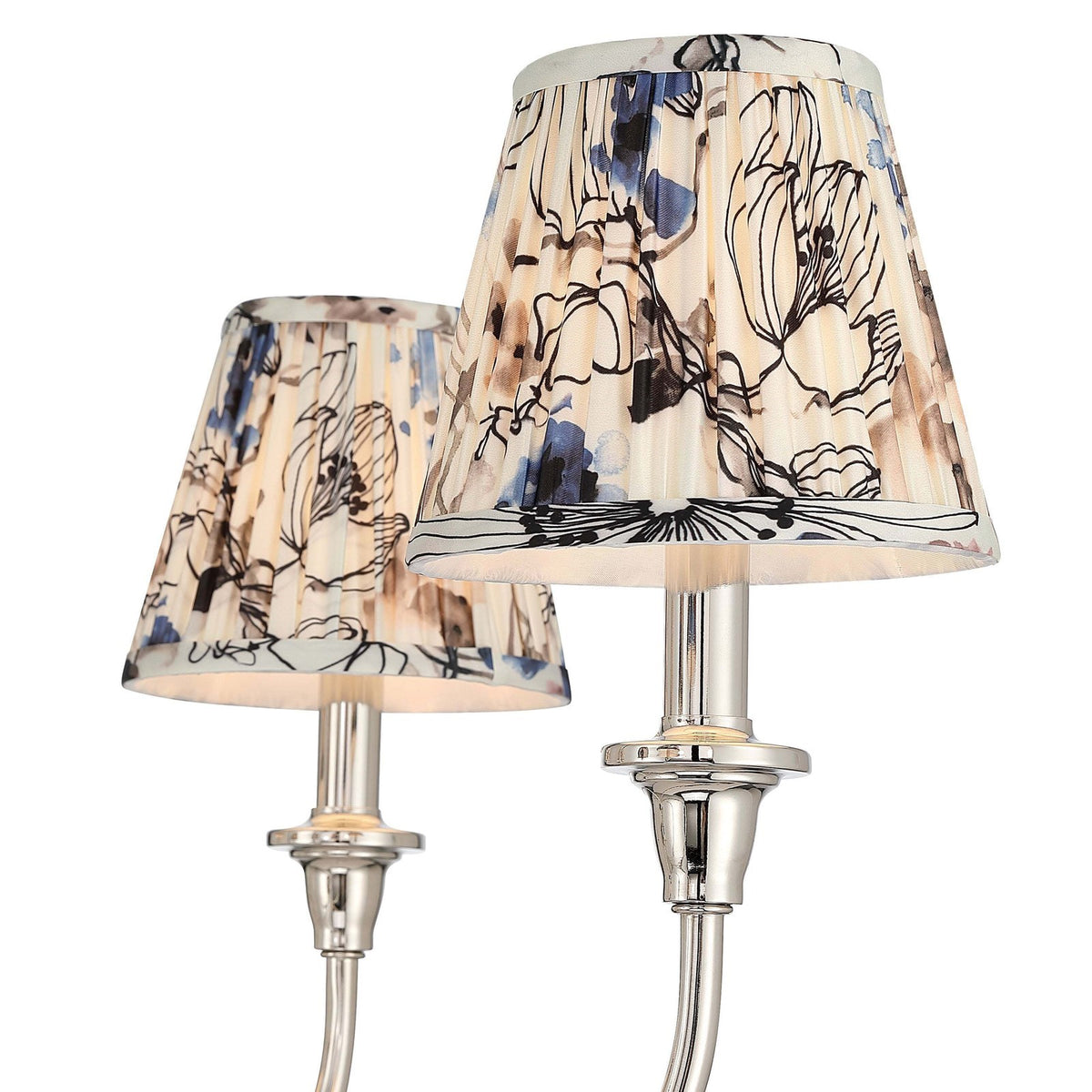 Golden Lighting Cambria 6-Light Chandelier | Transitional Polished Nickel and Blue Poppy Fabric | Dining Room & Foyer | Model 1622-6 PN-HGB