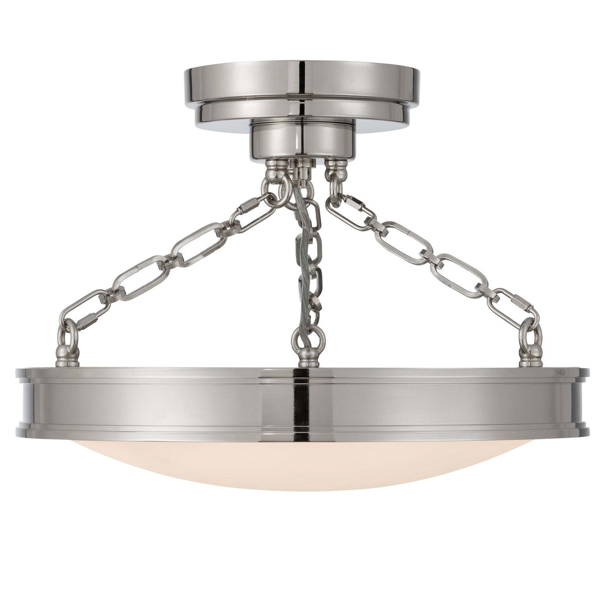 Golden Lighting Cameron 17in 1-Light Semi-Flush Mount | Modern Polished Nickel and Etched Glass | Entryway & Bedroom | Model 1700-17SF PN-EG