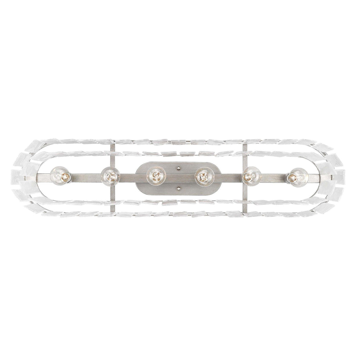 Golden Lighting Ciara 42in 6-Light Flush Mount | Glam Peruvian Silver and Hammered Water Glass | Hallway & Bathroom | Model 1768-FM42 PS-HWG