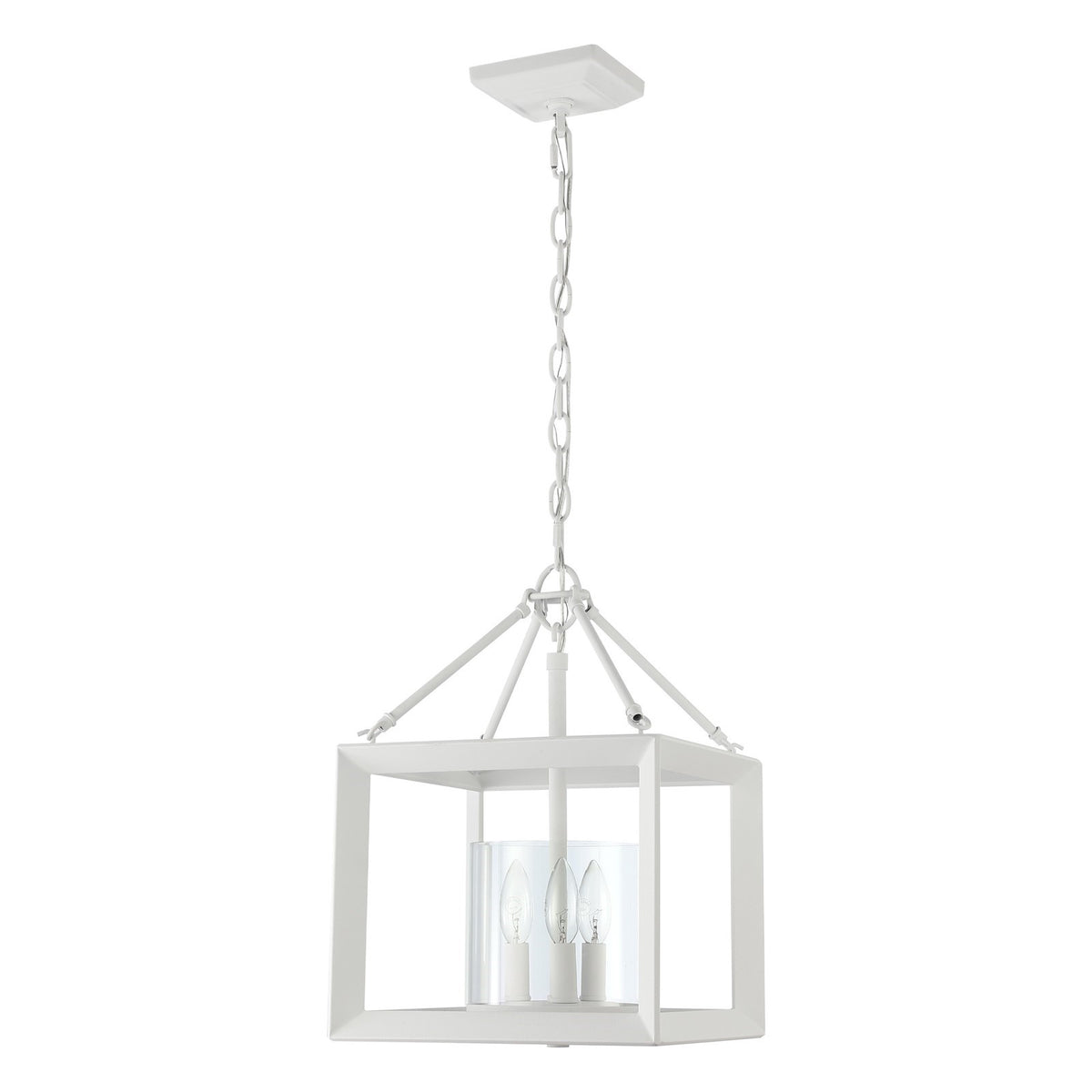 Golden Lighting Smyth 11.75in 3-Light Chandelier | Transitional Natural White and Clear Glass | Dining Room & Foyer | Model 2073-M3 NWT-CLR