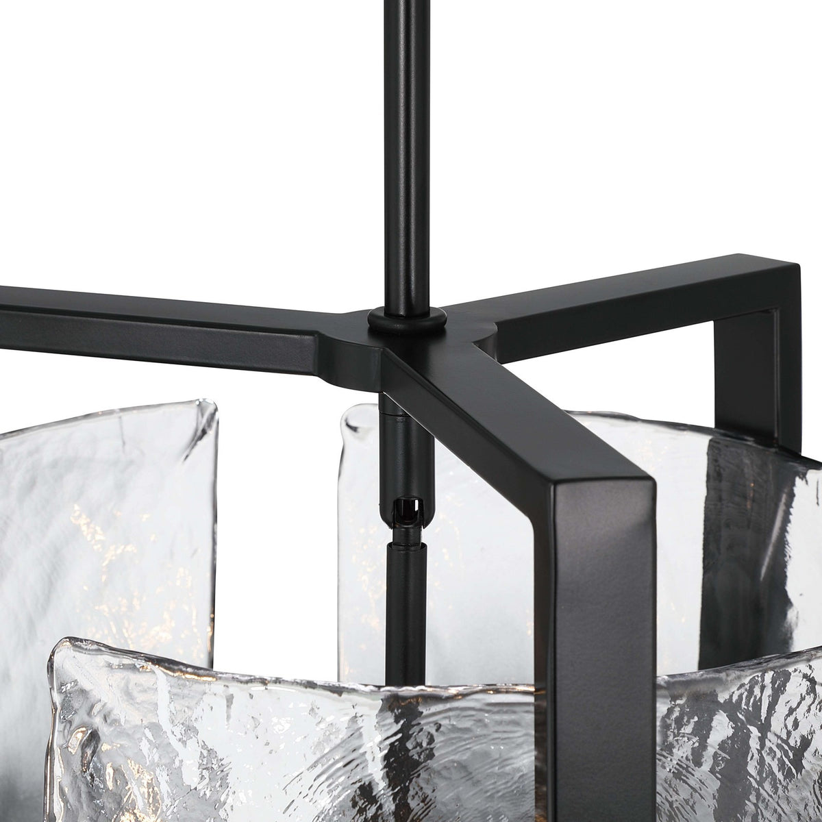 Golden Lighting Aenon 13in 3-Light Pendant | Rustic Matte Black and Smoky Water Glass | Kitchen Island & Dining Room | Model 3164-3P BLK-SWG