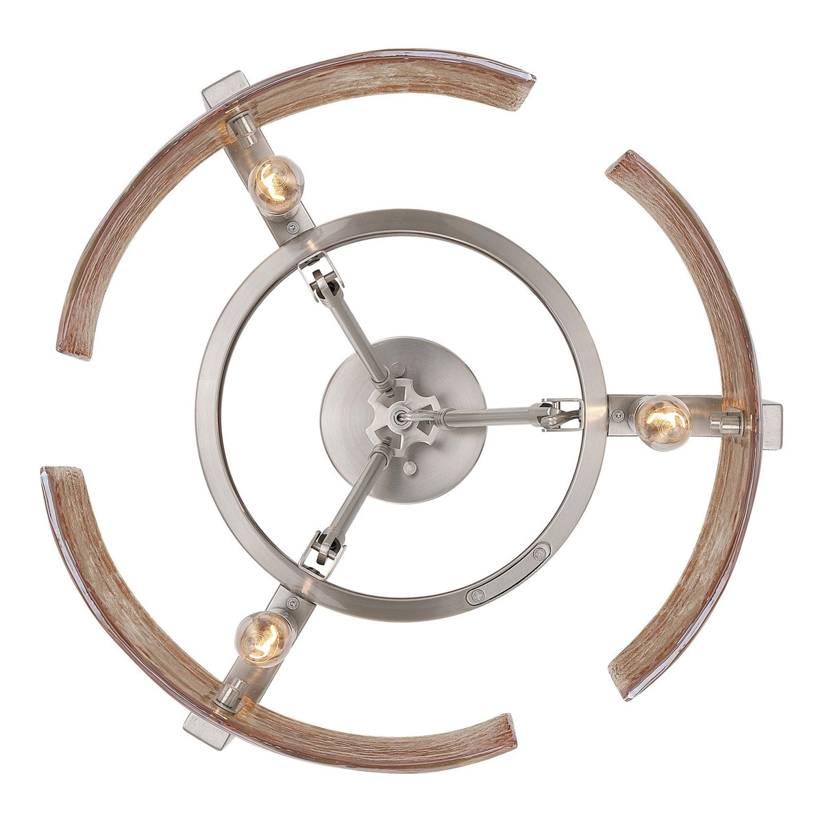 Golden Lighting Aenon 16.5in 3-Light Semi-Flush Mount | Rustic Pewter and Amber Water Glass | Entryway & Kitchen | Model 3164-3SF PW-AWG