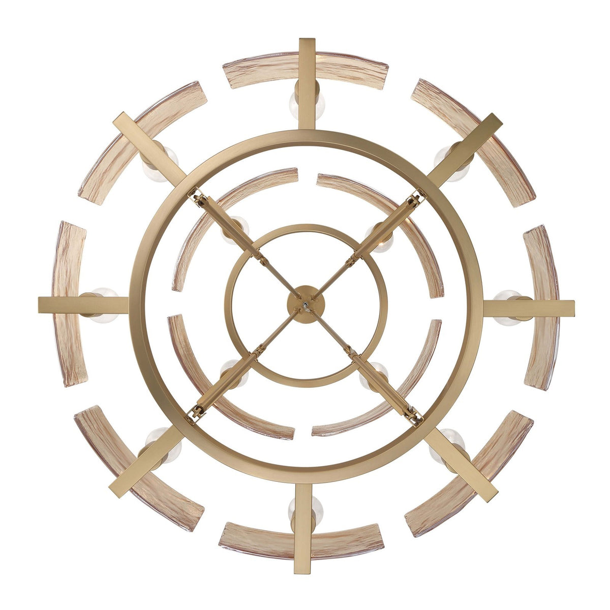 Golden Lighting Aenon 32in 12-Light Chandelier | Rustic Brushed Champagne Brass and Amber Water Glass | Dining Room & Foyer | Model 3164-4-8 BCB-AWG