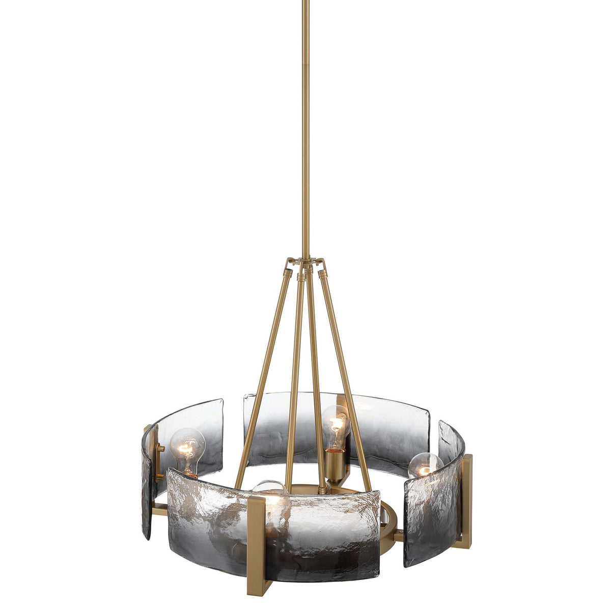 Golden Lighting Aenon 22in 4-Light Chandelier | Rustic Brushed Champagne Brass and Smoky Water Glass | Dining Room & Foyer | Model 3164-4 BCB-SWG
