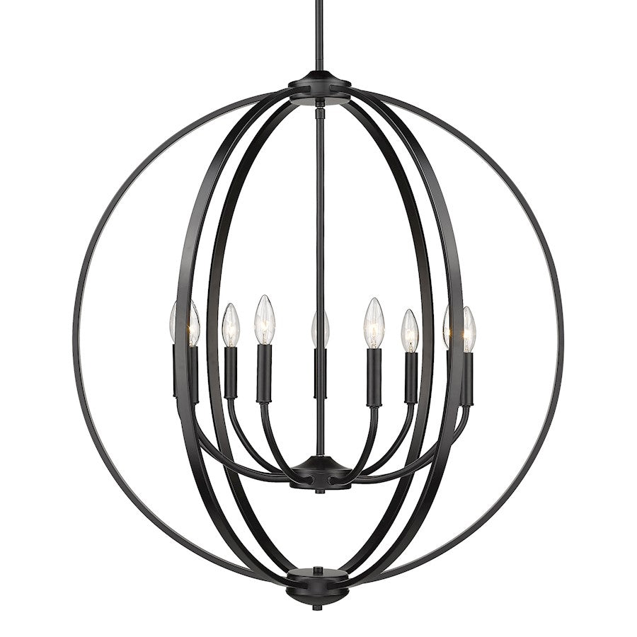 9 Light Chandelier, Matte Black