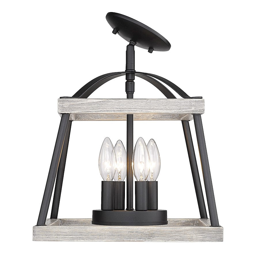 Golden Lighting Teagan 3 Light Semi Flush, Black