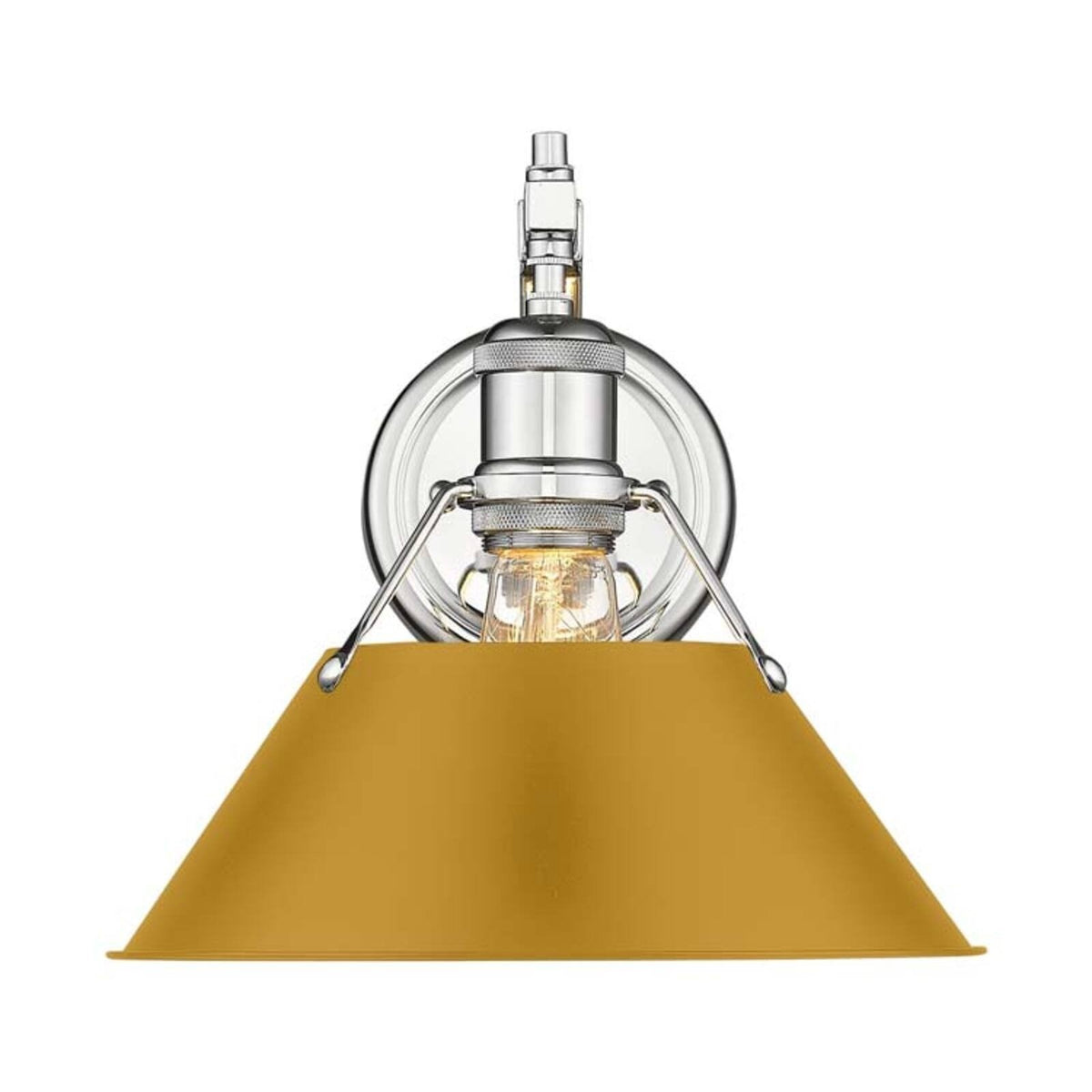 Golden Lighting Orwell 10in 1-Light Wall Sconce | Industrial Chrome and Auric Yellow Steel | Bathroom & Hallway | Model 3306-1W CH-AY