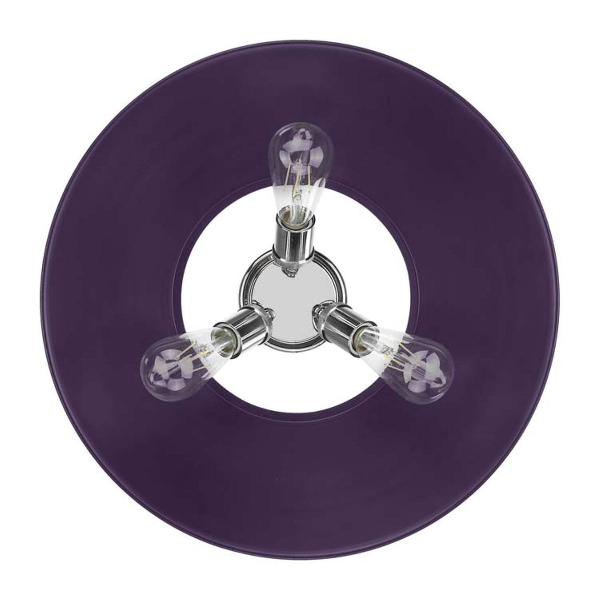Golden Lighting Orwell 18in 3-Light Flush Mount | Industrial Chrome and Exotic Purple Steel | Hallway & Bathroom | Model 3306-3FM CH-EP