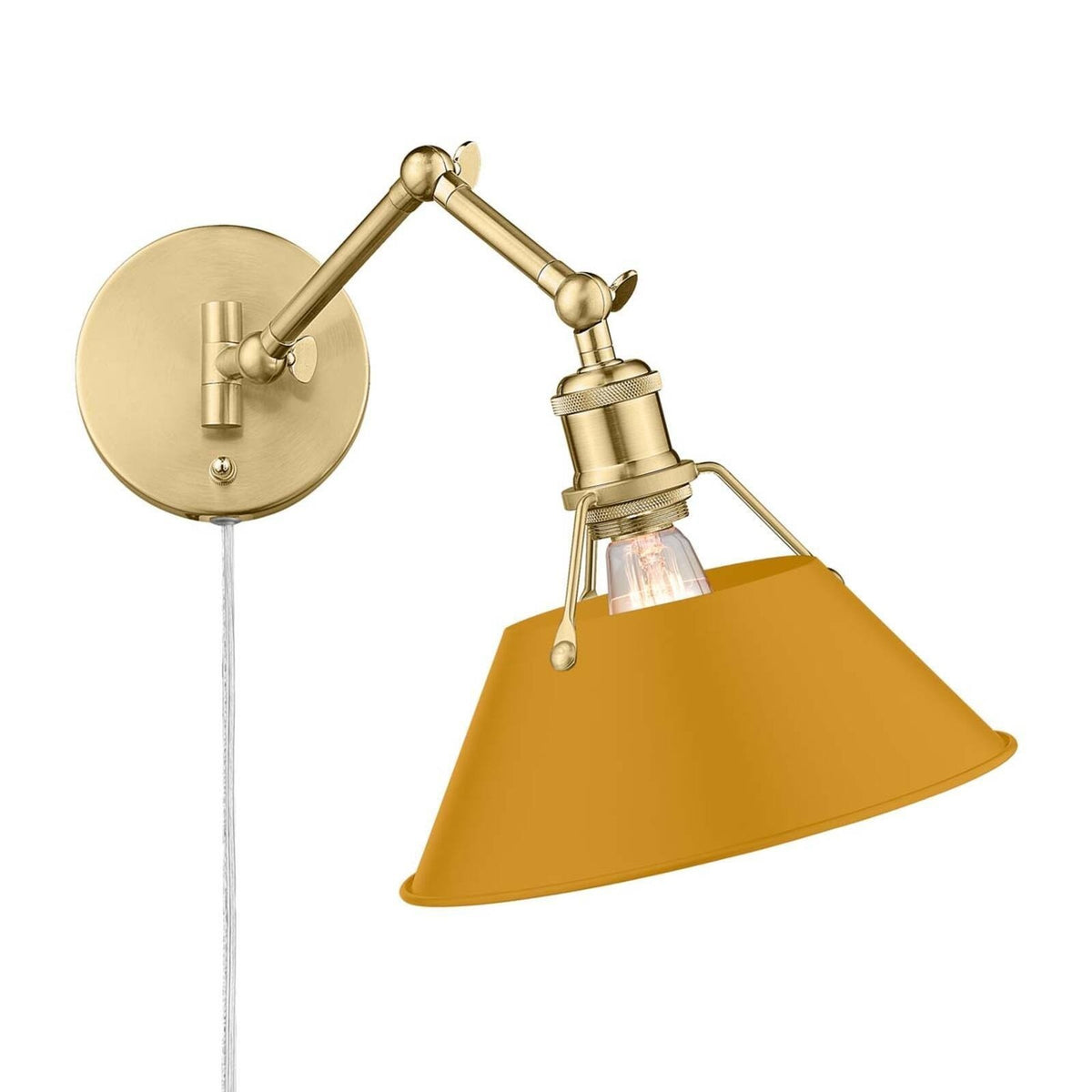 Golden Lighting Orwell 10in 1-Light Swing Arm Wall Lamp | Industrial Brushed Champagne Brass and Auric Yellow Steel | Bedroom | Model 3306-A1W BCB-AY