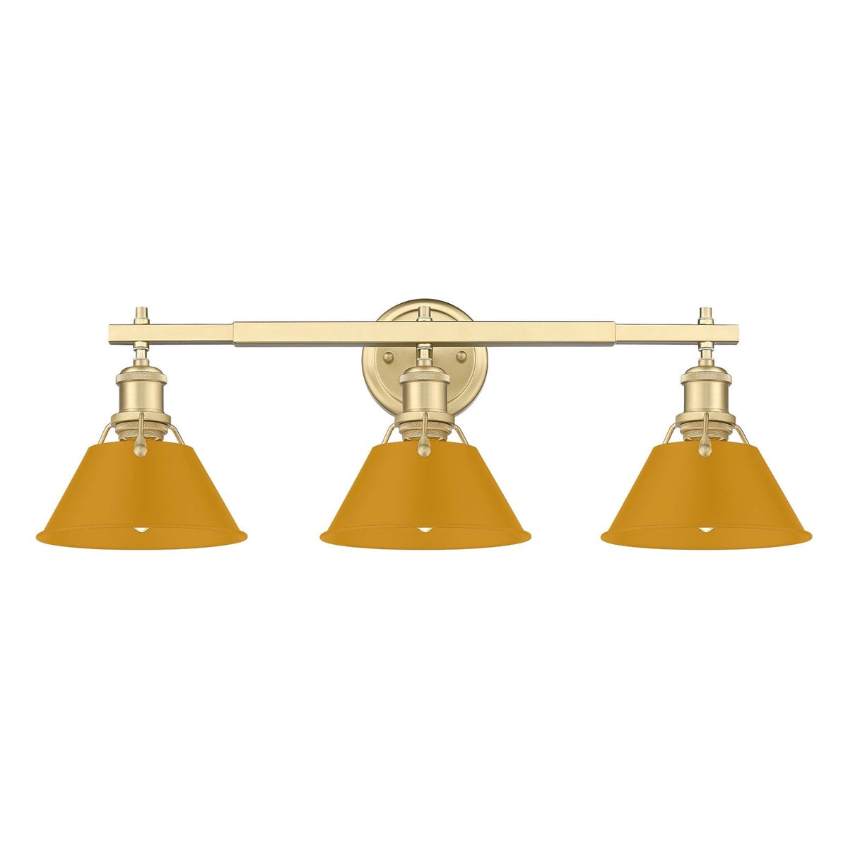 Golden Lighting Orwell 27in 3-Light Vanity Light | Industrial Brushed Champagne Brass and Auric Yellow Steel | Bathroom | Model 3306-BA3 BCB-AY