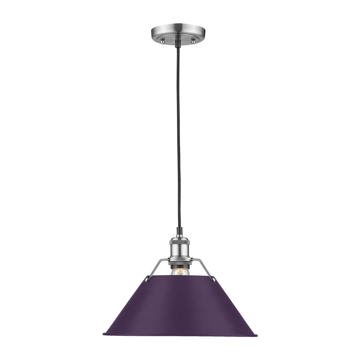 Golden Lighting Orwell 14in 1-Light Pendant | Industrial Pewter and Exotic Purple Steel | Kitchen Island & Dining Room | Model 3306-L PW-EP