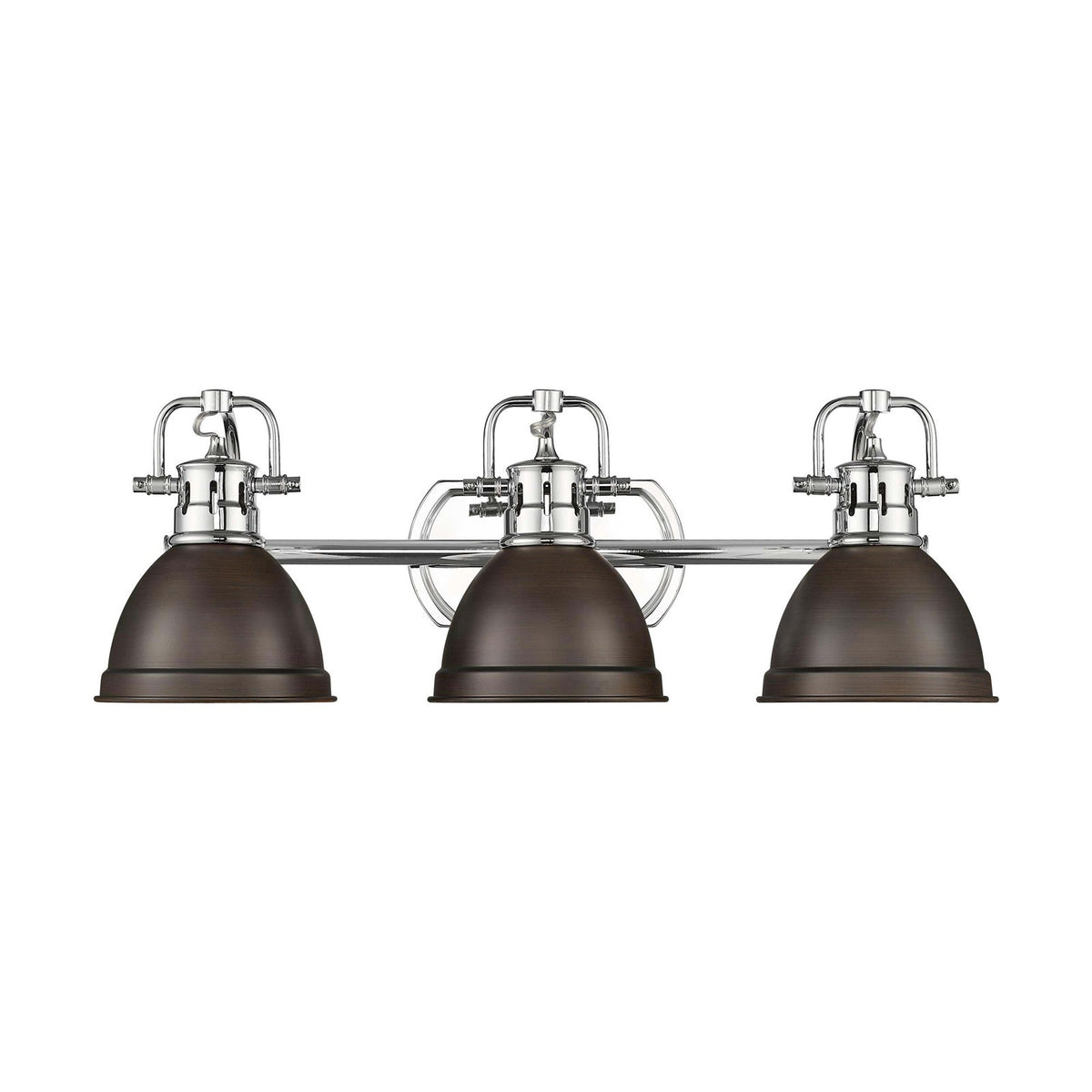 Golden Lighting Duncan 24in 3-Light Vanity Light | Farmhouse Chrome and Rubbed Bronze Steel | Bathroom | 24.5 x 8.25 x 8.5 in | Model 3602-BA3 CH-RBZ