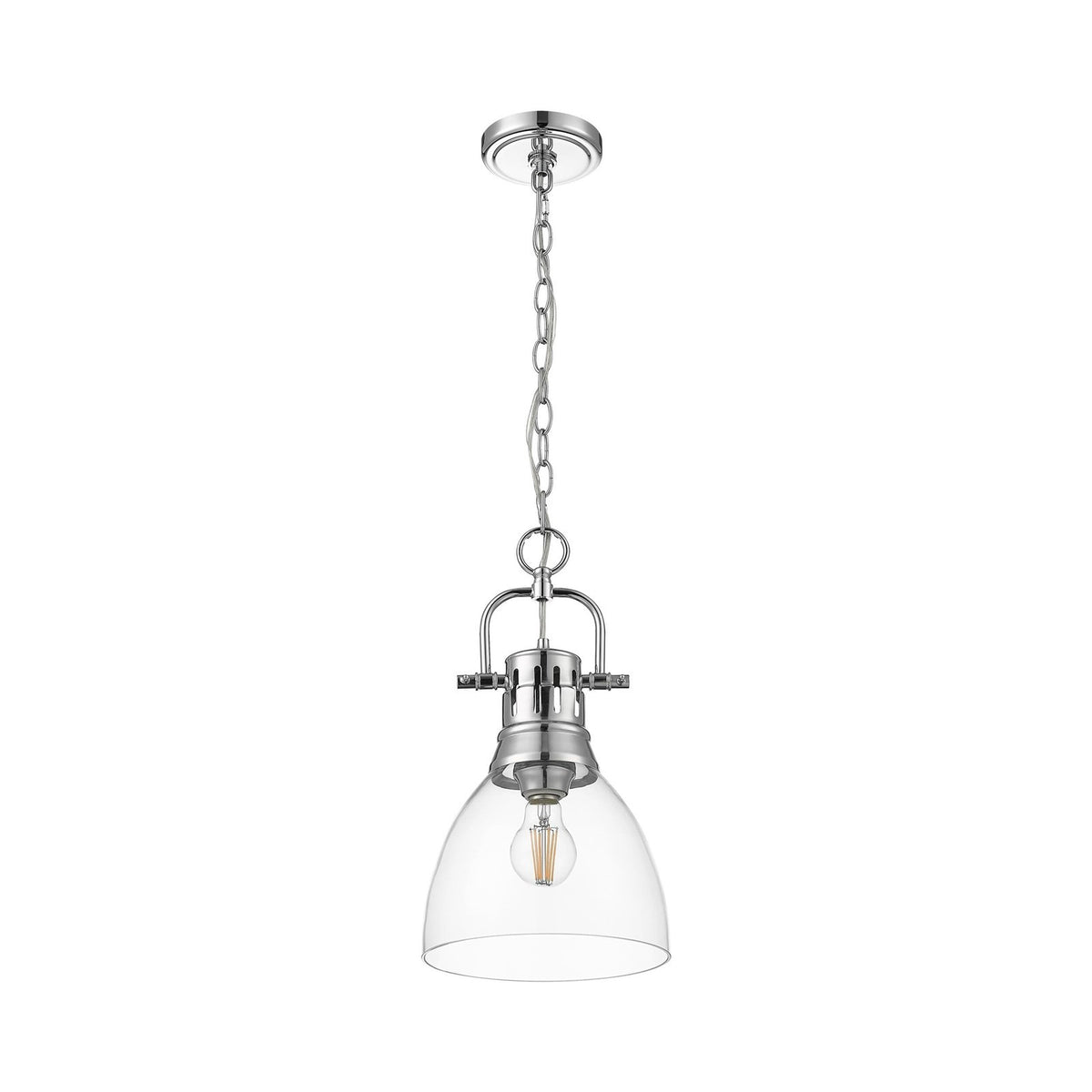 Golden Lighting Duncan 9in 1-Light Pendant | Country Farmhouse Chrome and Clear Glass | Kitchen Island & Dining Room | Model 3602-S CH-CLR
