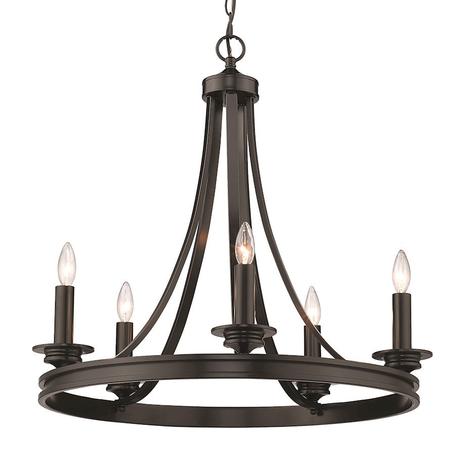 5 Light Chandelier, Matte Black