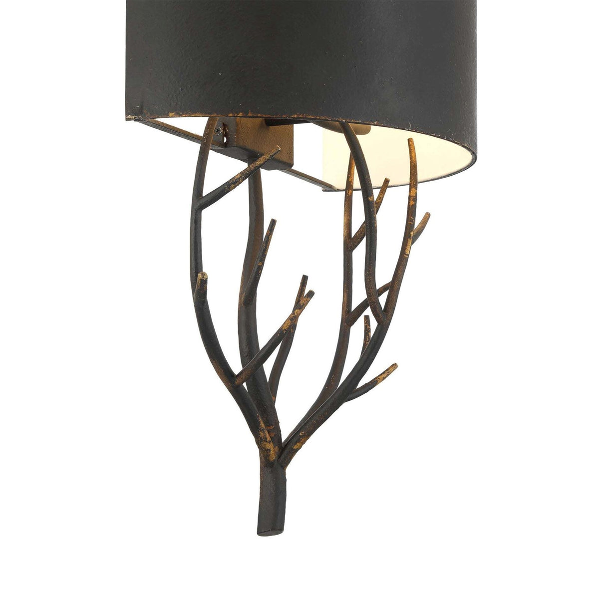 Golden Lighting Arboreal 16in 2-Light Wall Sconce | Rustic Antique Black Iron and Steel | Hallway & Stairway Accent Light | Model 4500-WSC ABI
