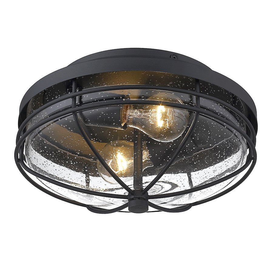 Golden Lighting Seaport 2 Light Outdoor Flush Mount, Black (UV)