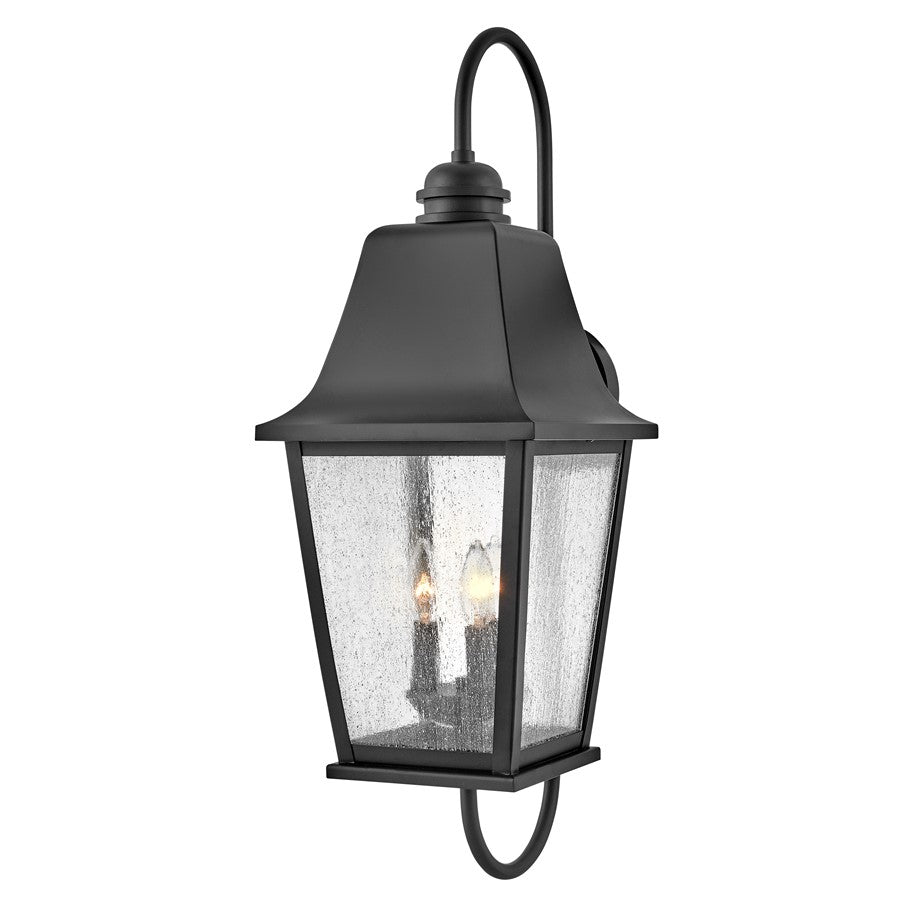 Hinkley Lighting Kingston 3Lt Outdoor Wall Mount, Black/Clear Seedy - 10015BK