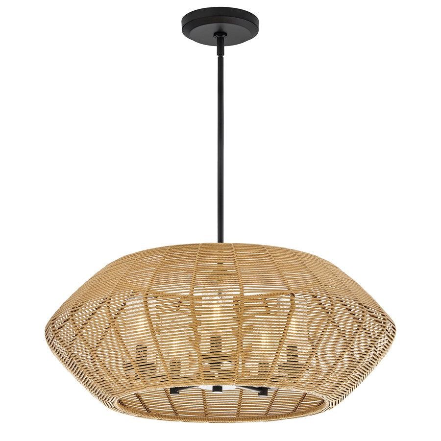 Hinkley Luca 5Lt 4" Outdoor Chandelier, Black/Clear Seedy/Camel - 10385BKCML-LV