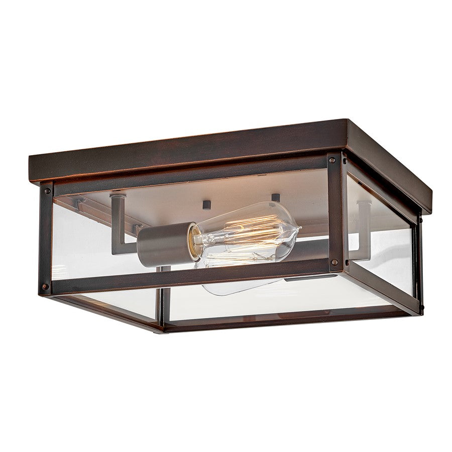 Hinkley Beckham 2Lt Outdoor Flush Mount, Blackened Copper/Clear - 12193BLC